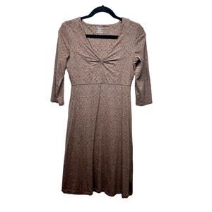 Toad & Co Organic Cotton Blend Womens 3/4 Sleeve Pullover Brown Midi Dress Small